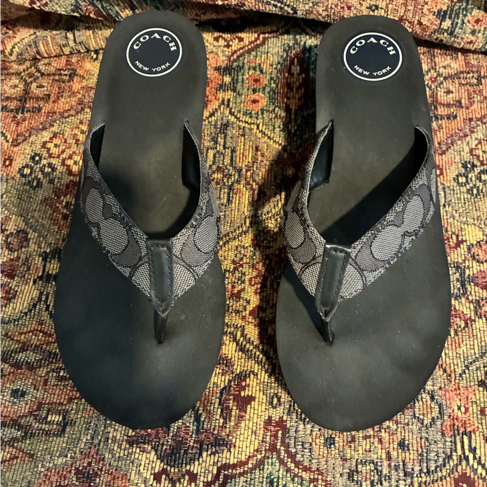 Coach Signature Monogram Wedge Sandals Size 8